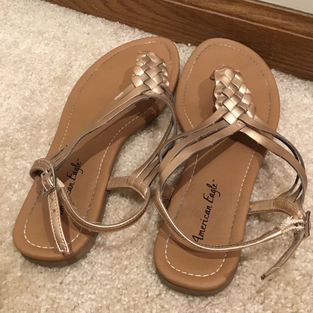 American Eagle Gold Braided Sandals - Picture 6 of 9